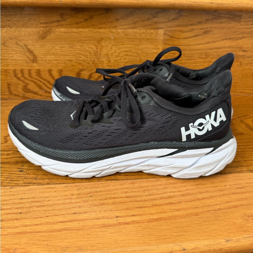 Hoka Black and White Athletic Shoes